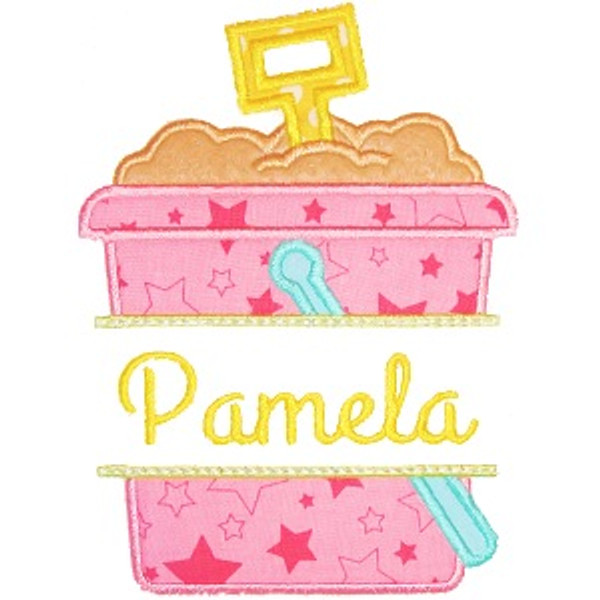 Sand Pail Name Plate Machine Embroidery Design