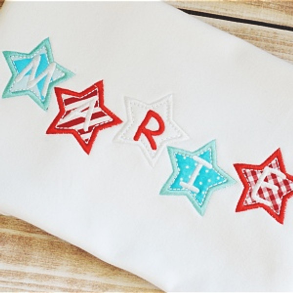 Tiny Star Spangled Alpha Machine Embroidery Design