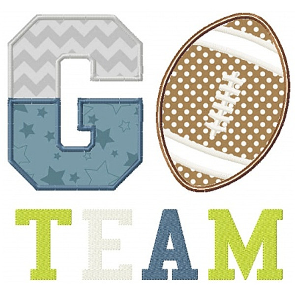 Go Team Football Machine Embroidery Design