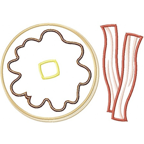 Pancakes and Bacon Applique Machine Embroidery Design