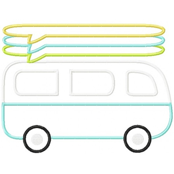 Surf Van Applique Machine Embroidery Design