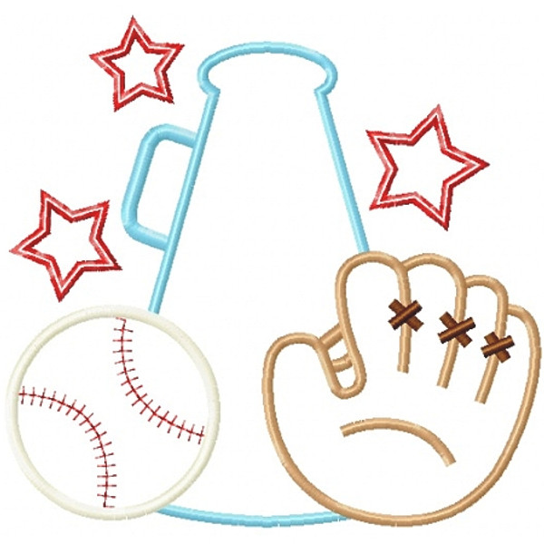 Baseball Cheer Applique Machine Embroidery Design