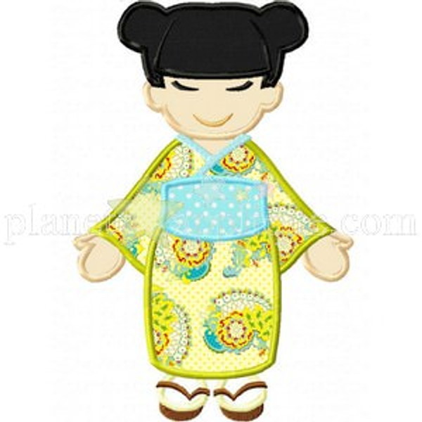 Kimono Girl Applique Machine Embroidery Design