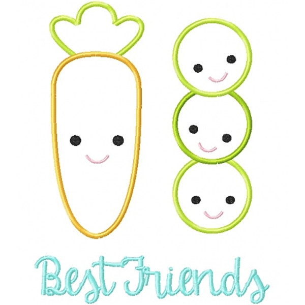 Peas and Carrots Besties Machine Embroidery Design