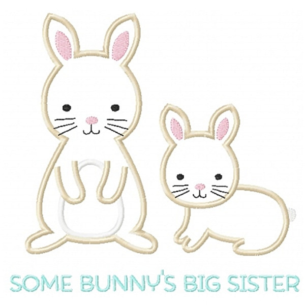 Sibling Bunnies Applique Machine Embroidery Design