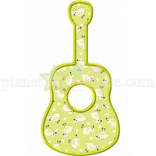 Simple Guitar Applique Machine Embroidery Design