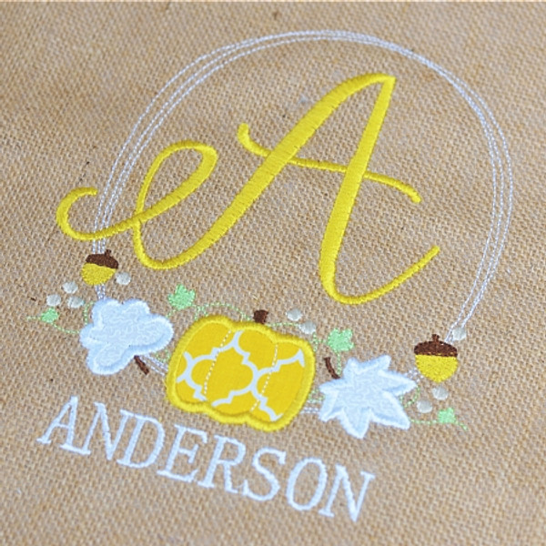 Autumn Monogram Embroidery Design Font Alphabet