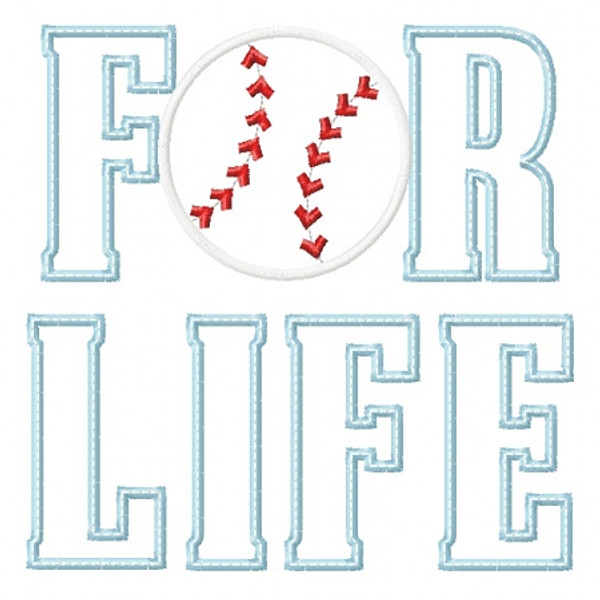 Baseball for Life Applique Machine Embroidery Design