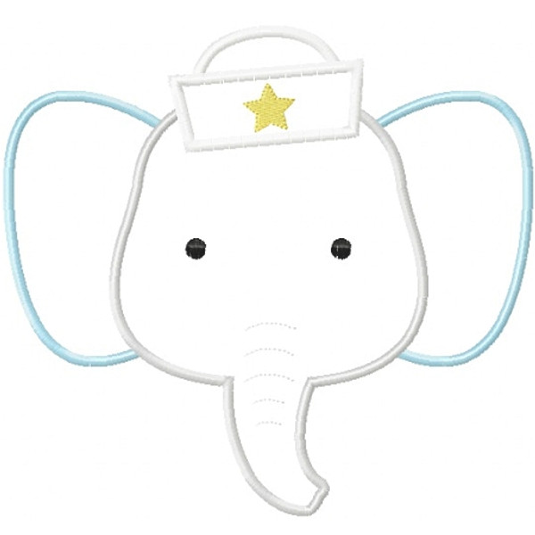 Sailor Elephant Applique Machine Embroidery Design