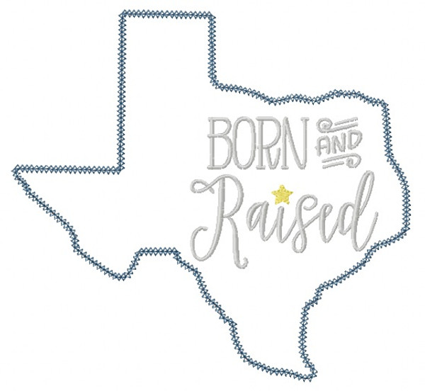 Texas Born and Raised Vintage  and Blanket Stitch Machine Embroidery Design