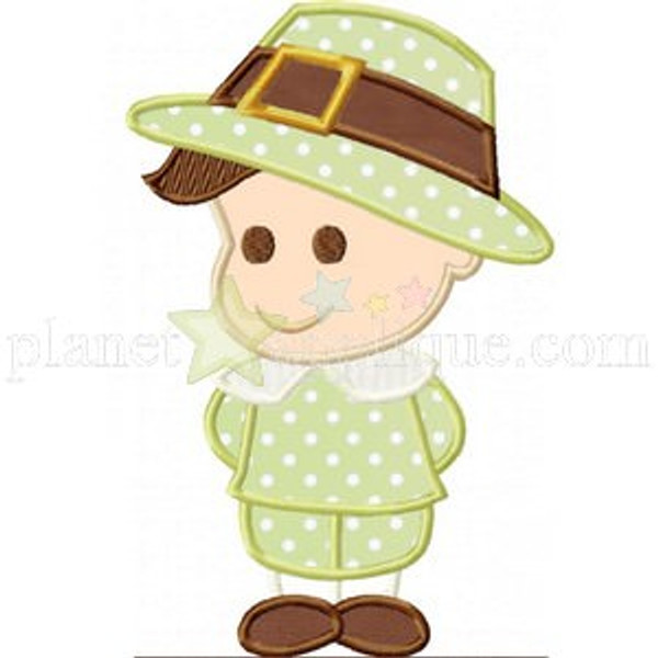 Billy So Thankful Pilgrim Applique Machine Embroidery Design