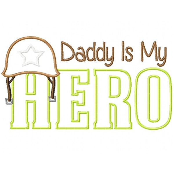 Army Dad Hero Satin and Zigzag Machine Embroidery Design