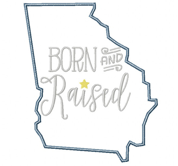 Georgia Born and Raised Satin and Zigzag Stitch Applique Machine Embroidery Design