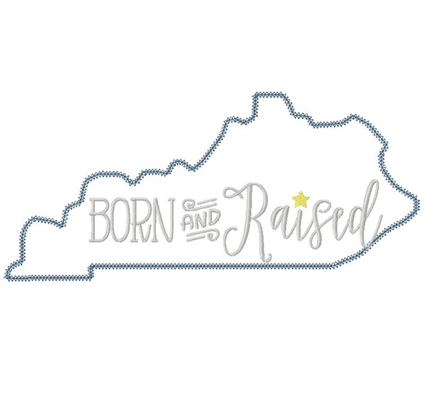 Kentucky Born and Raised Vintage and Blanket Stitch Applique Machine Embroidery Design