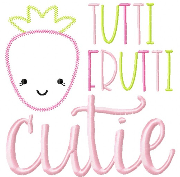 Tutti Frutti Strawberry Vintage and Chain Stitch Applique Machine Embroidery Design