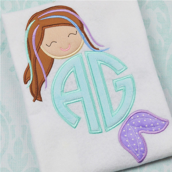 Mermaid Monogram Alpha Machine Embroidery Design