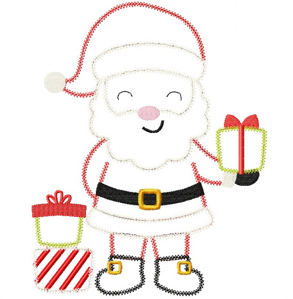 Santa 2 Vintage and Chain Stitch Applique Machine Embroidery Design