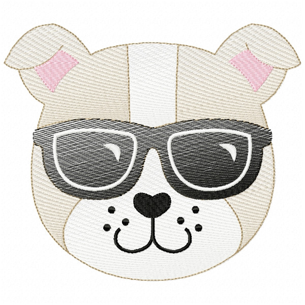 Cool Bulldog Sketch Filled Stitch Machine Embroidery Design