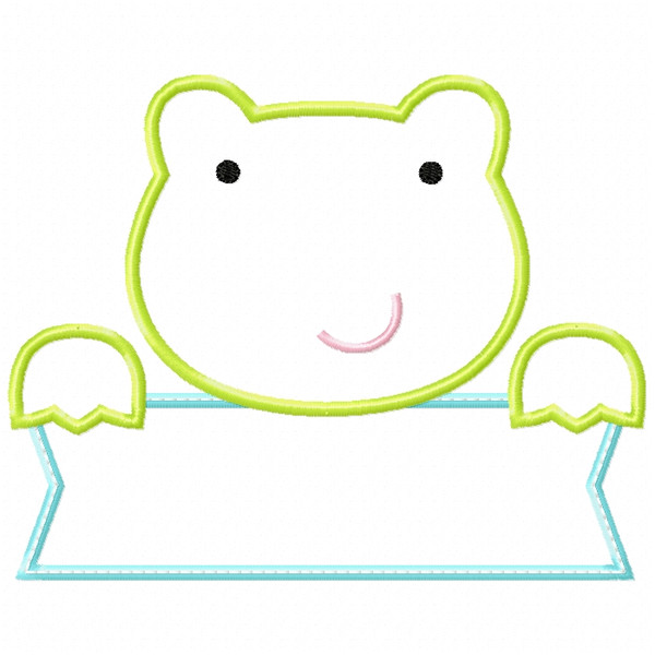 Frog Banner Satin and ZigZag Stitch Machine Embroidery Design