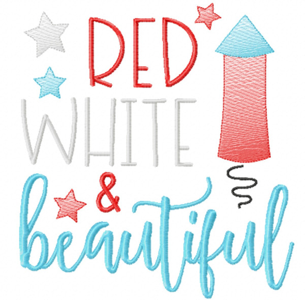 Red White and Beautiful Sketch Applique Machine Embroidery Design