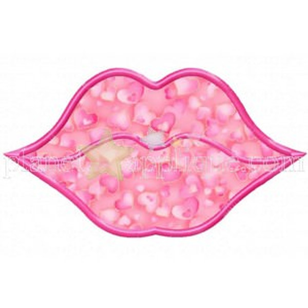 Kissy Lips Applique Machine Embroidery Design