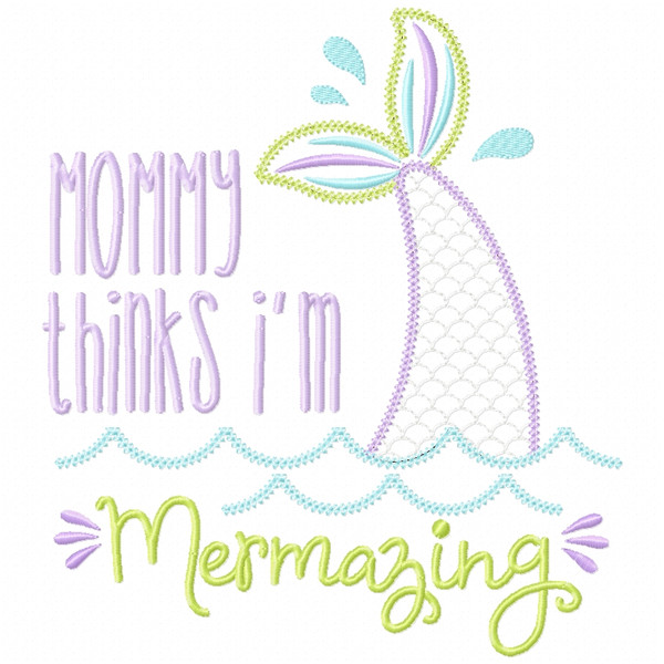 Mommy Mermazing Chain and Vintage Applique Machine Embroidery Design