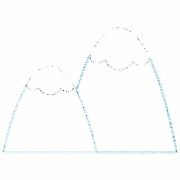 Mountains Chain and Vintage Applique Embroidery Design