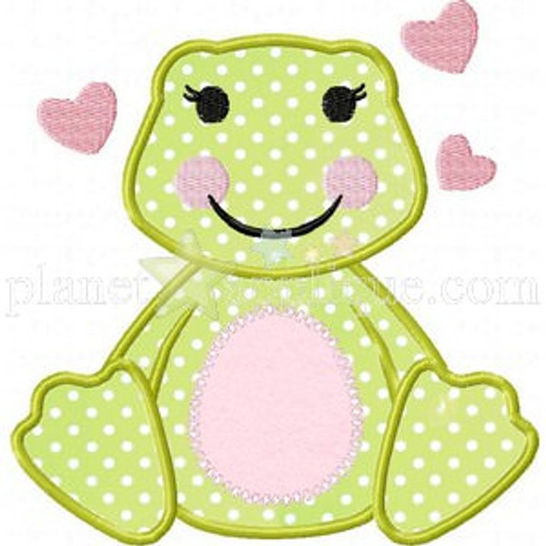 Lily Frog Applique Machine Embroidery Design