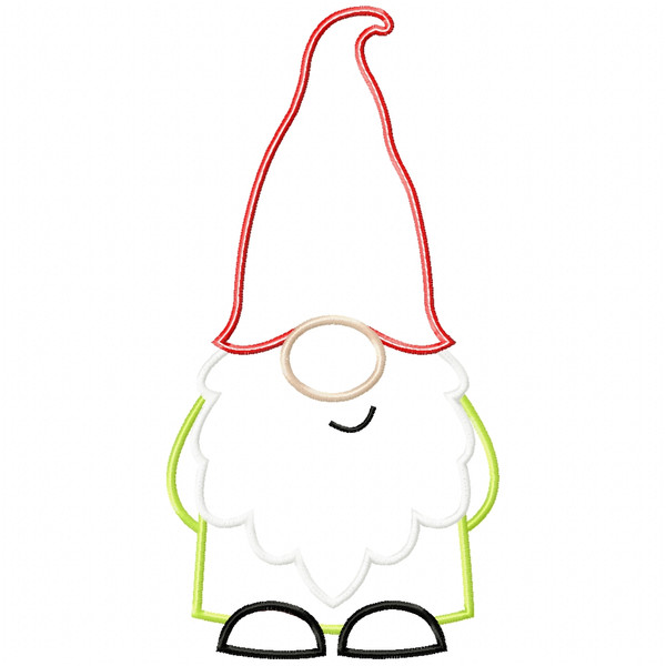 Boy Gnome Satin and Zigzag Applique Embroidery Machine Design