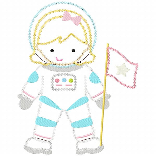 Astronant Girl Chain and Vintage Applique Embroidery Design