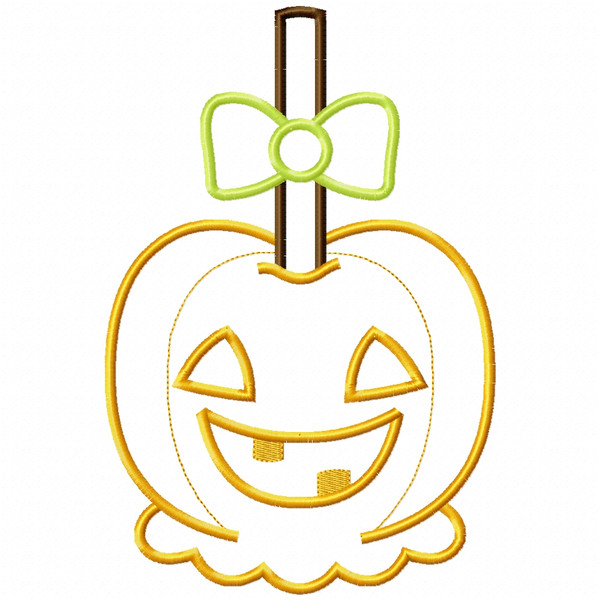 Girly Jack O Lantern Candy Apple Satin and Zigzag Applique Machine Embroidery Design