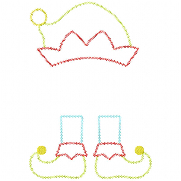 Elf Name Vintage and Chain Applique Machine Embroidery Design