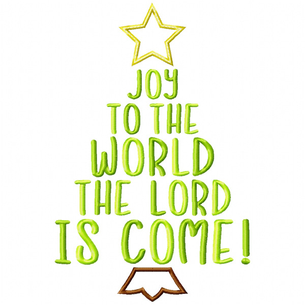 Joy to the World Satin and Zigzag Applique Machine Embroidery Design