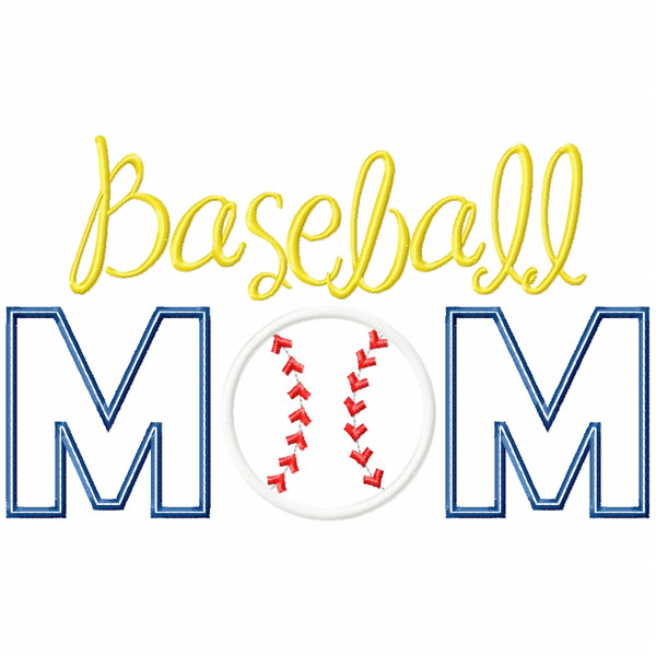 Baseball Mom Satin and Zigzag Applique Machine Embroidery Design