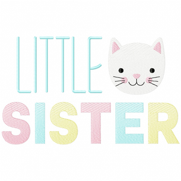 Little Sister Simple Stitch and Sketch Fill Applique Machine Embroidery Design