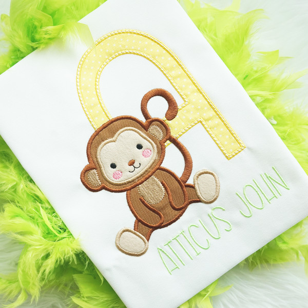 Monkey Business Applique Alphabet Machine Embroidery Design