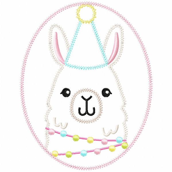 Birthday Llama Vintage and Chain Applique Embroidery Design