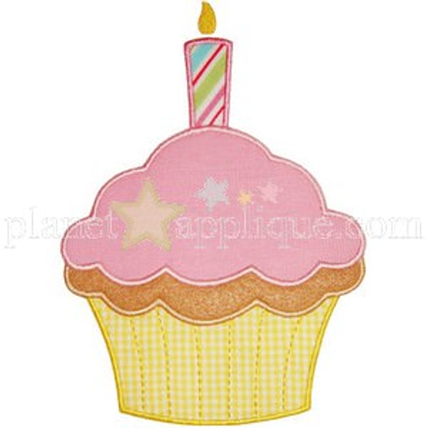 Birthday Cupcake Applique Machine Embroidery Design