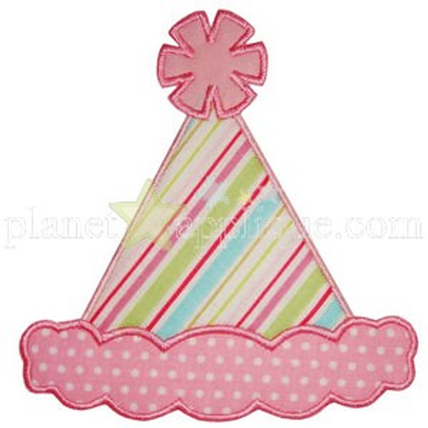 Birthday Hat Applique Machine Embroidery Design