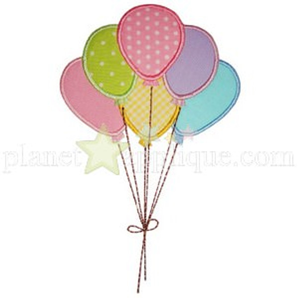 Birthday Balloons Applique Machine Embroidery Design