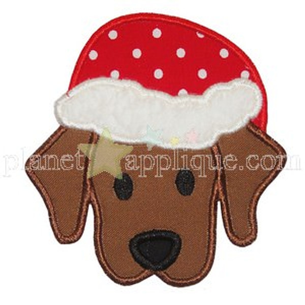 Santa Puppy Applique Machine Embroidery Design