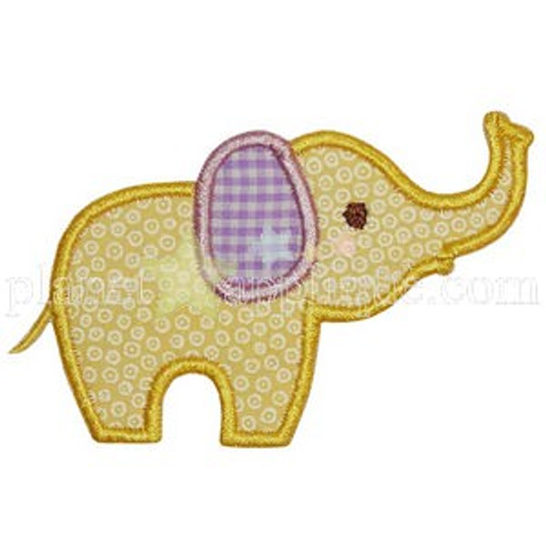 Chic Elephant Applique Machine Embroidery Design