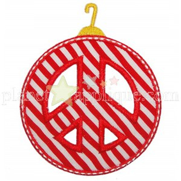 Free Peace Christmas Ornament Machine Embroidery Design