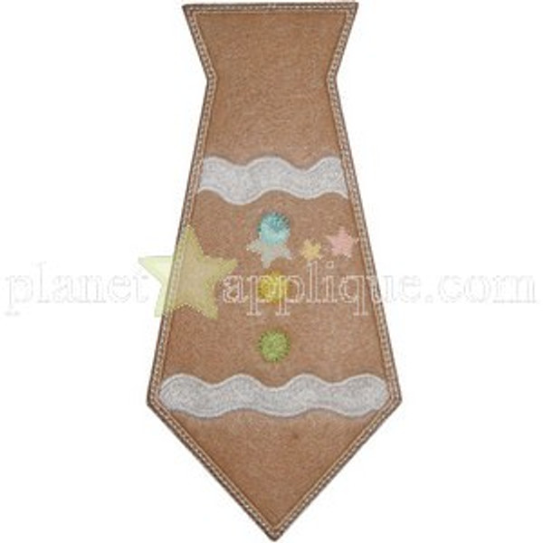 Gingerbread Tie Applique Machine Embroidery Design