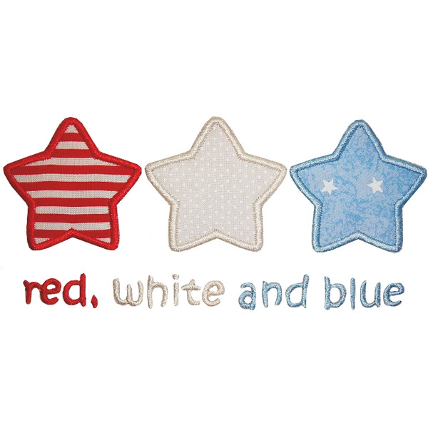 3 Stars Applique Machine Embroidery Design