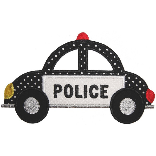 Police Car Applique Machine Embroidery Design