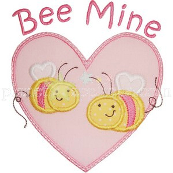 Bee Mine Heart Machine Embroidery Design