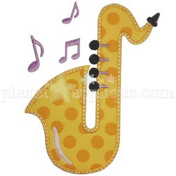 Saxophone Applique Machine Embroidery Design