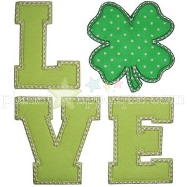 Shamrock Love Applique Machine Embroidery Design