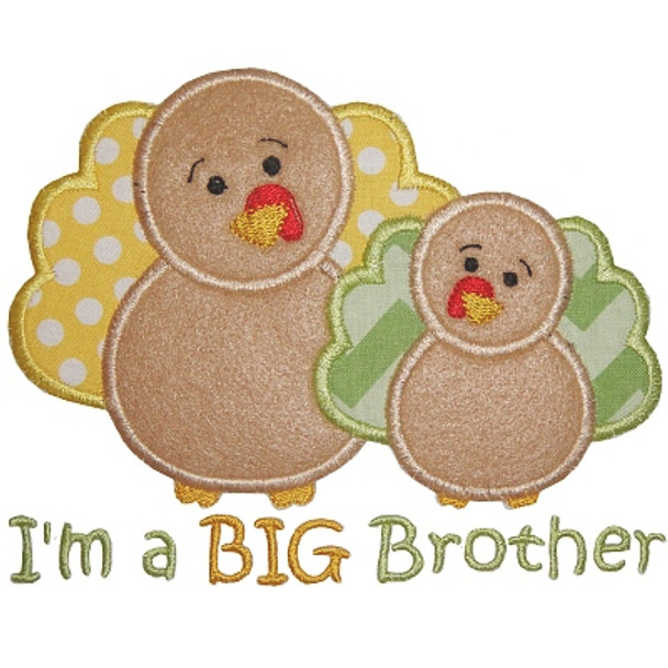 Sibling Turkey Applique Machine Embroidery Design